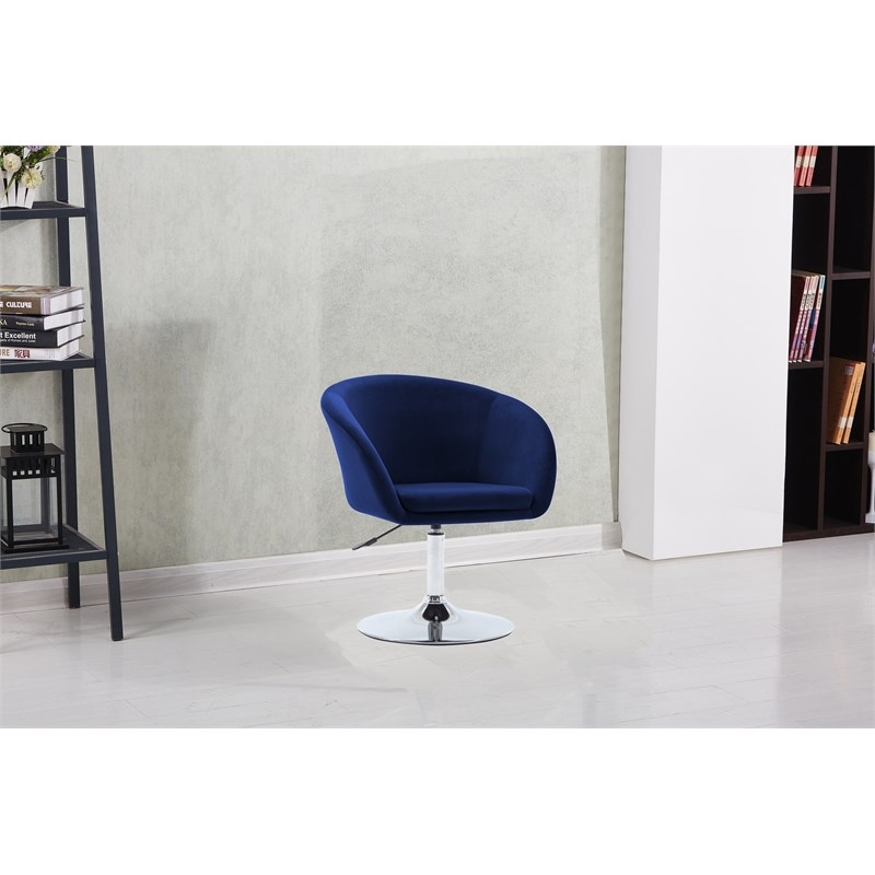 Best Master Furniture Adjustable Swivel Velvet Coffee Chair in Blue
