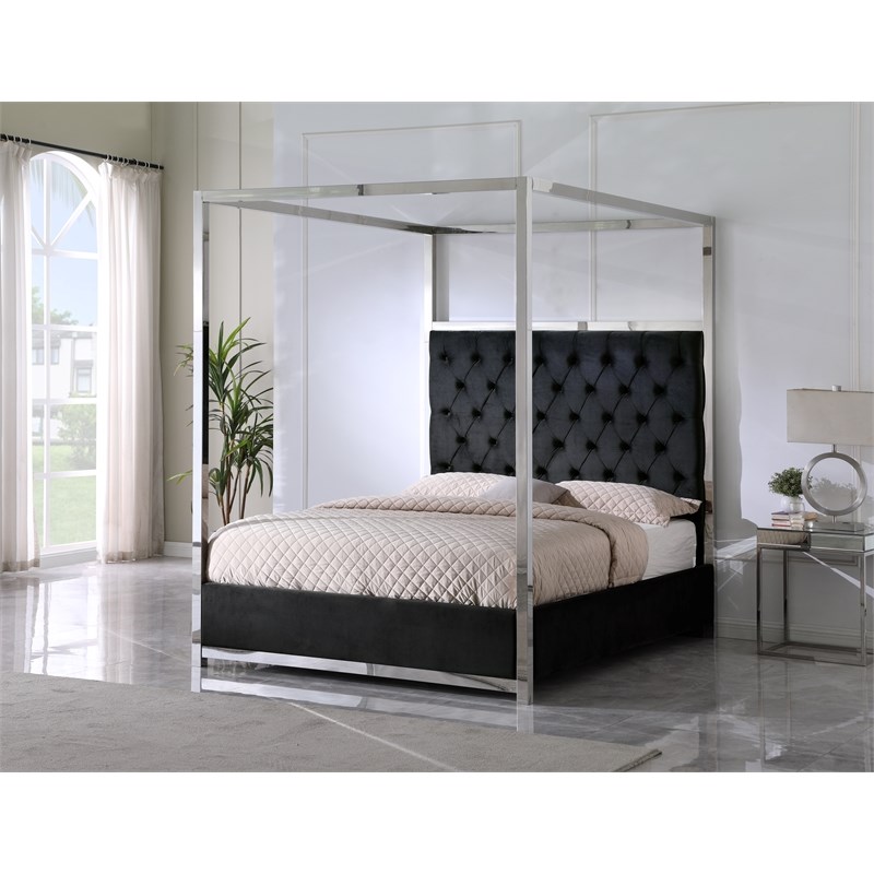 best master lianson velvet black california king canopy bed jj026vblkck