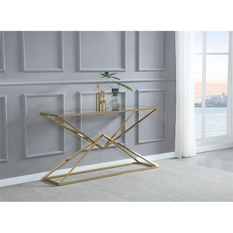 Emerson Gold Glass Console Table