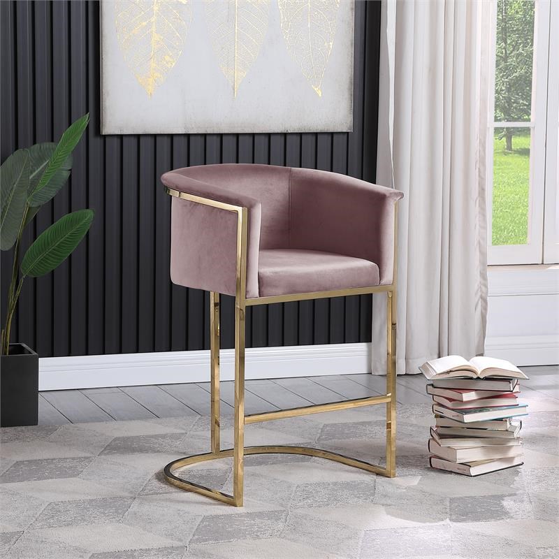 Lexie Pink Bar Stools with Gold Base(Set of 2)