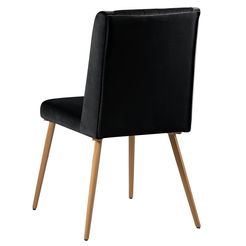 Newport Black Velvet Dining Chairs with Gold Legs(Set of 2)