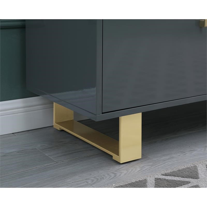 Tyrion Gray Lacquer Sideboard with Gold Accents