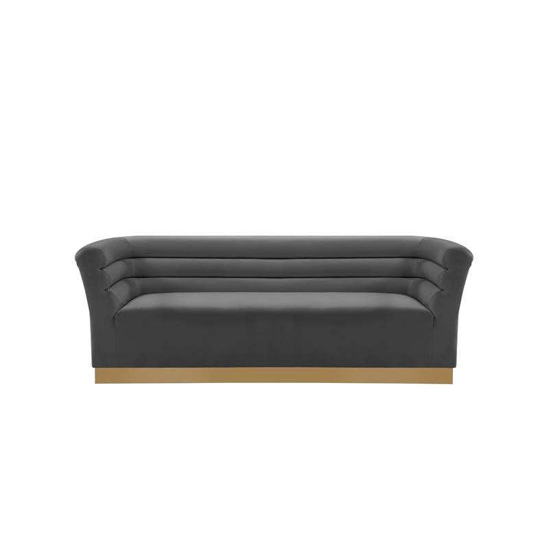 Livingston Gray Velour Sofa with Gold Trim