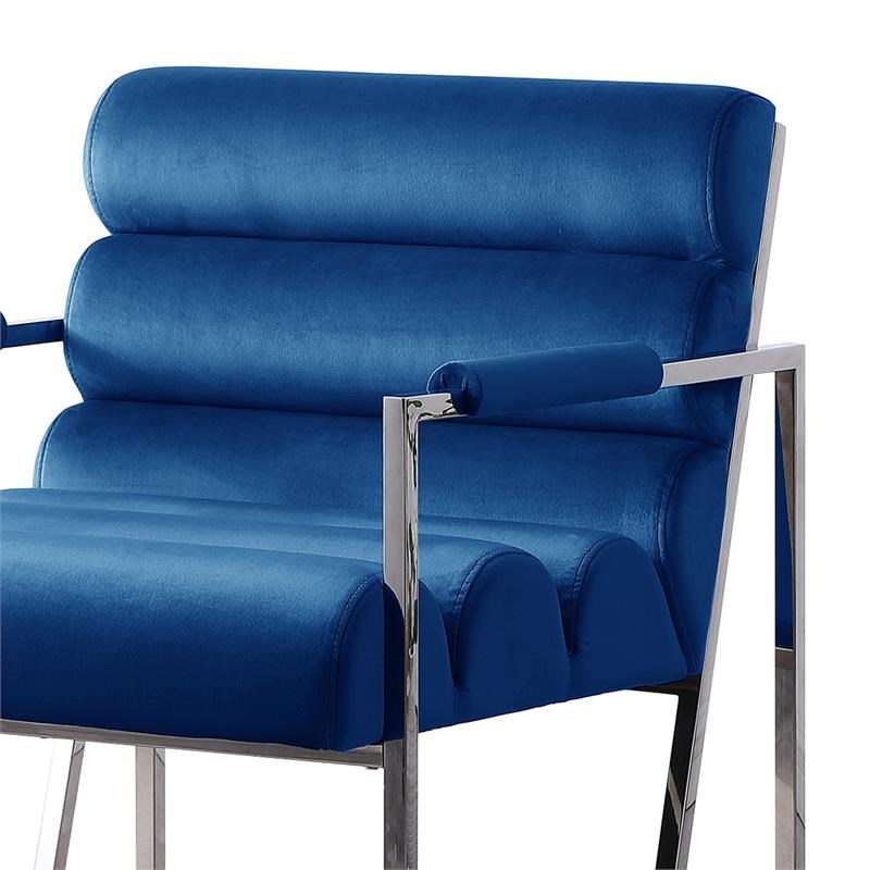 Lennox Blue Velvet Arm Chair in Silver