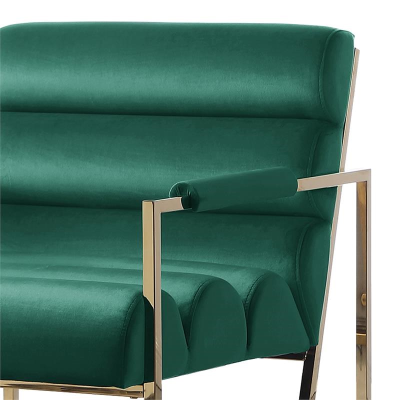 Lennox Green Velvet Arm Chair in Gold
