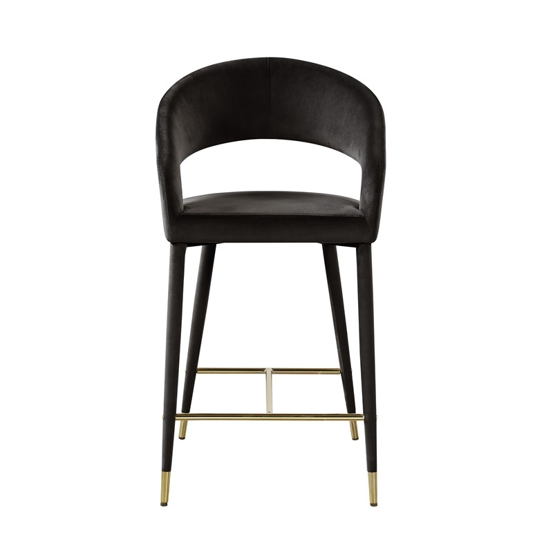 Jacques Velvet Black Counter Height Dining Chairs (Set of 2)