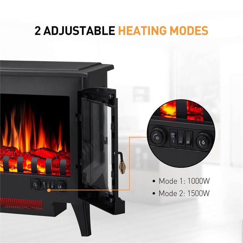 Electric Fireplace Heater Freestanding Infrared Stove Heater 24