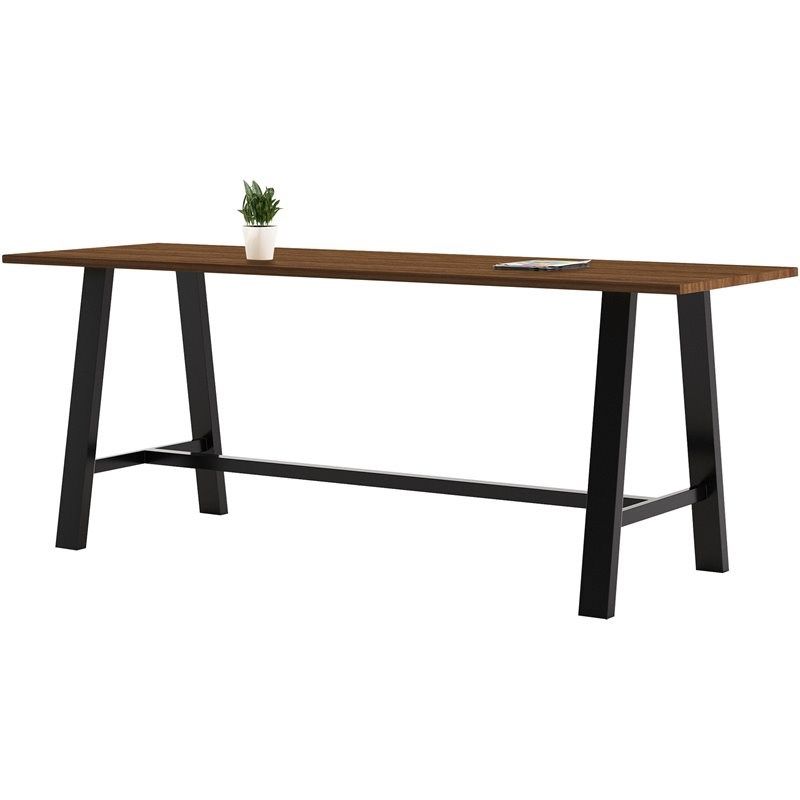 KFI Midtown 3' x 9' Wood Top Bar Height Conference Table in Walnut