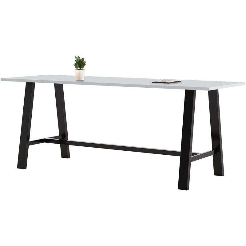 KFI Midtown 3' x 9' Wood Top Bar Height Conference Table in Fashion Gray