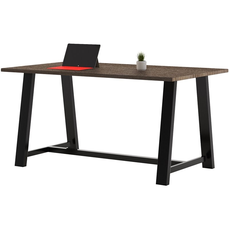 KFI Midtown 3' x 6' Wood Top Counter Height Conference Table in Studio Teak