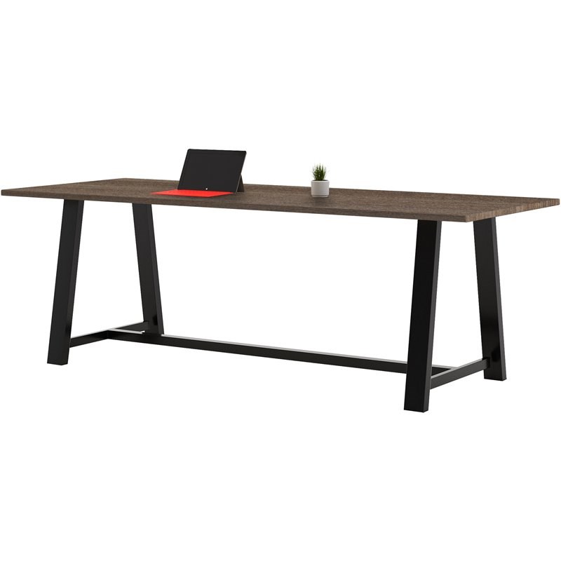 KFI Midtown 3' x 9' Wood Top Counter Height Conference Table in Studio Teak