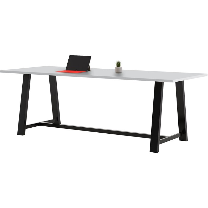 KFI Midtown 3' x 9' Wood Top Counter Height Conference Table in Fashion Gray