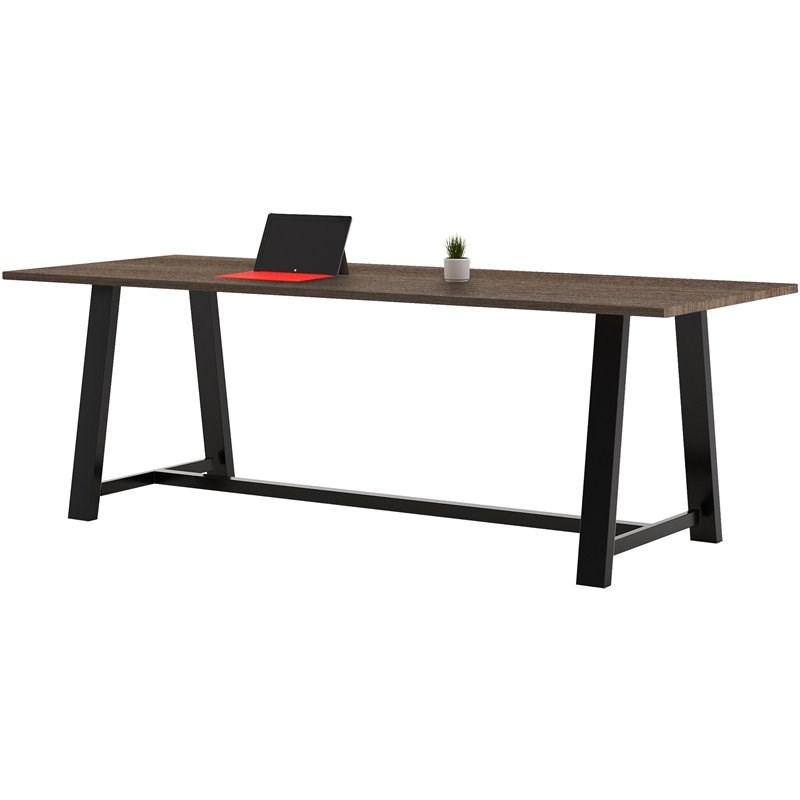 KFI Midtown 3' x 10' Wood Top Counter Height Conference Table in Studio Teak