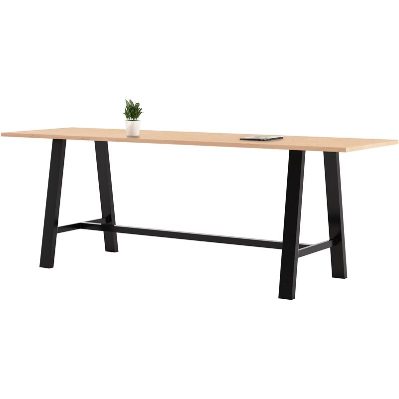KFI Midtown 3' x 10' Wood Top Bar Height Conference Table in Maple