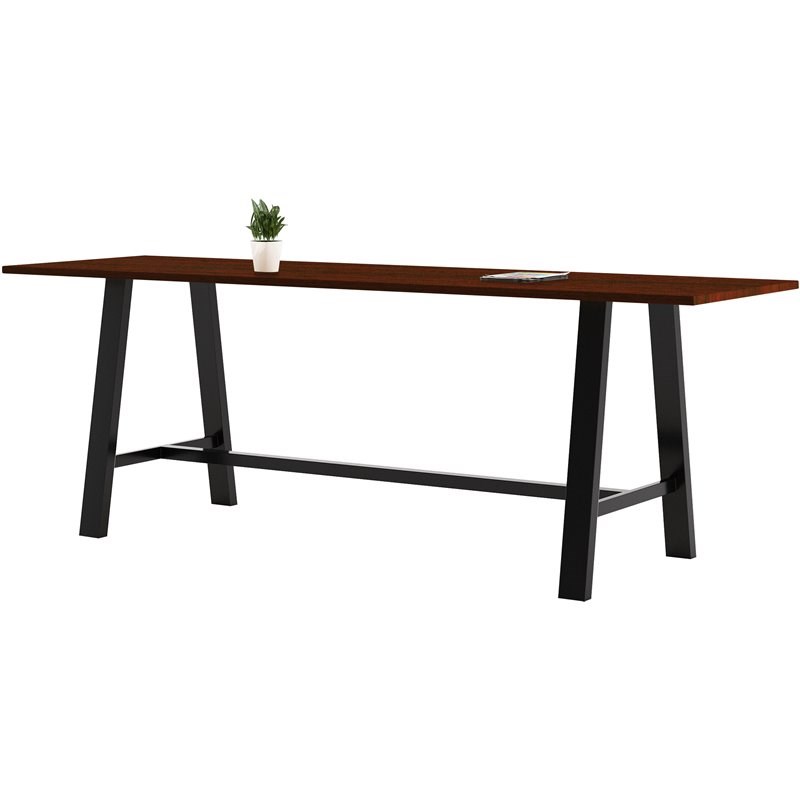 KFI Midtown 3' x 10' Wood Top Bar Height Conference Table in Mahogany