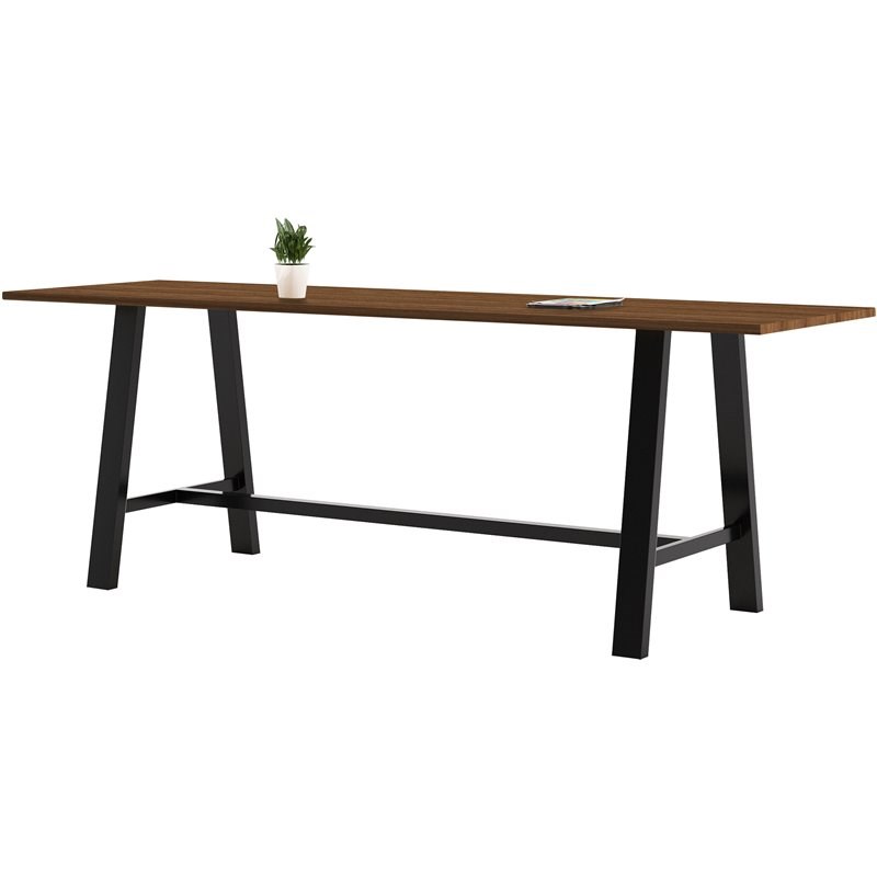 KFI Midtown 3' x 10' Wood Top Bar Height Conference Table in Walnut