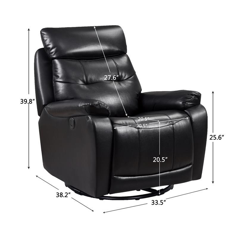 metro furniture leather glider and swivel power recliner with usb port