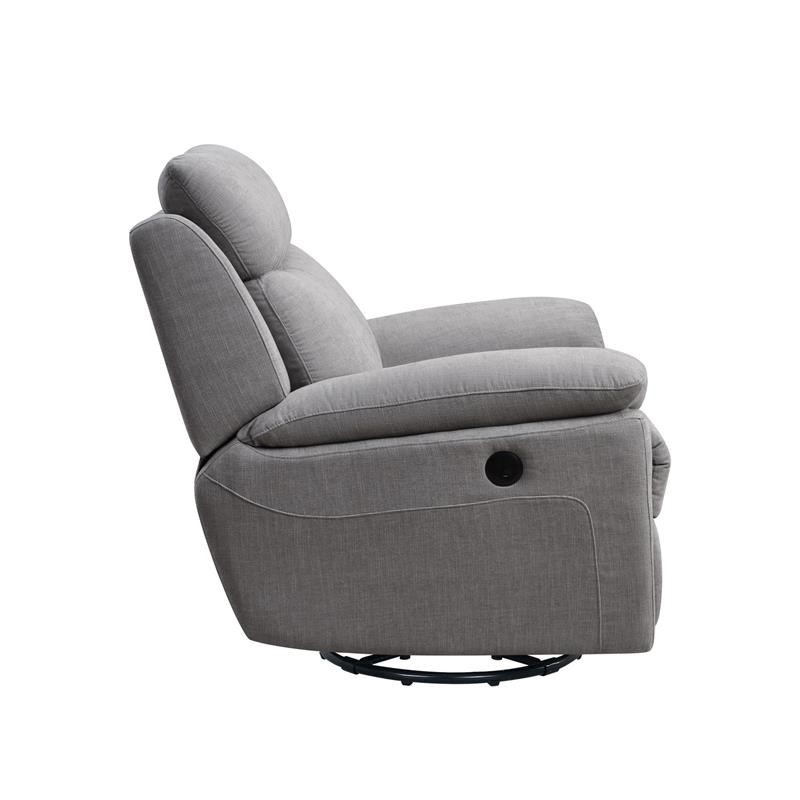 Metro Furniture Glider and Swivel Power Recliner with USB port in Light