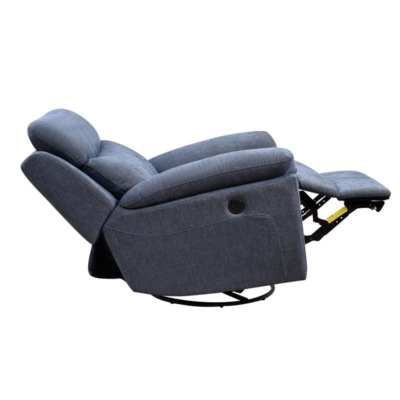 Metro Furniture Fabric Glider and Swivel Power Recliner with USB port