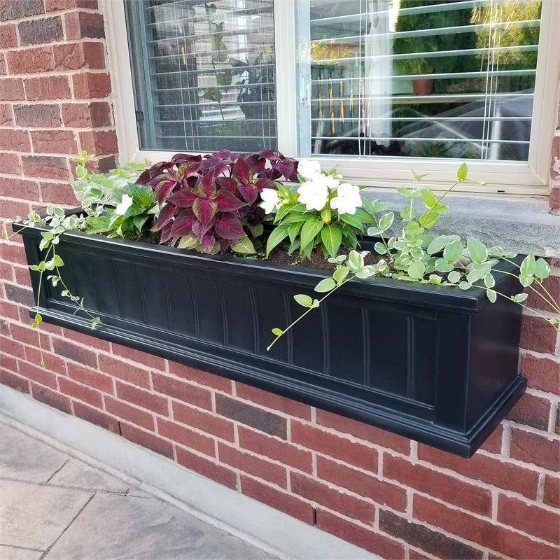 Mayne Cape Cod 4ft Weatherproof Coastal Plastic Window Box In Black ...