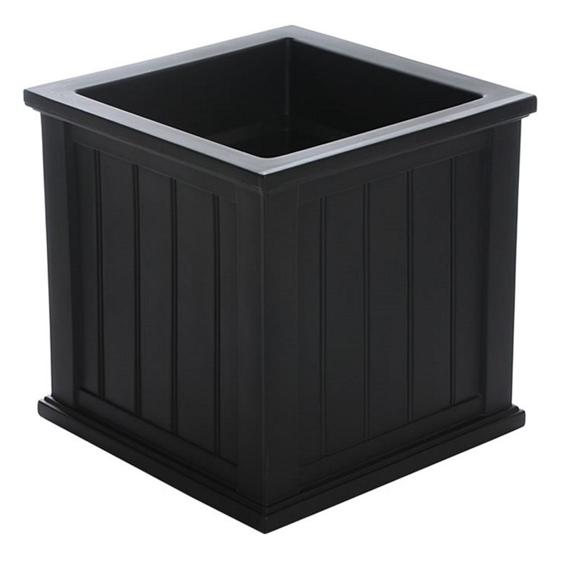 Mayne Cape Cod 20x20" Square Coastal Plastic Planter In Black | Homesquare