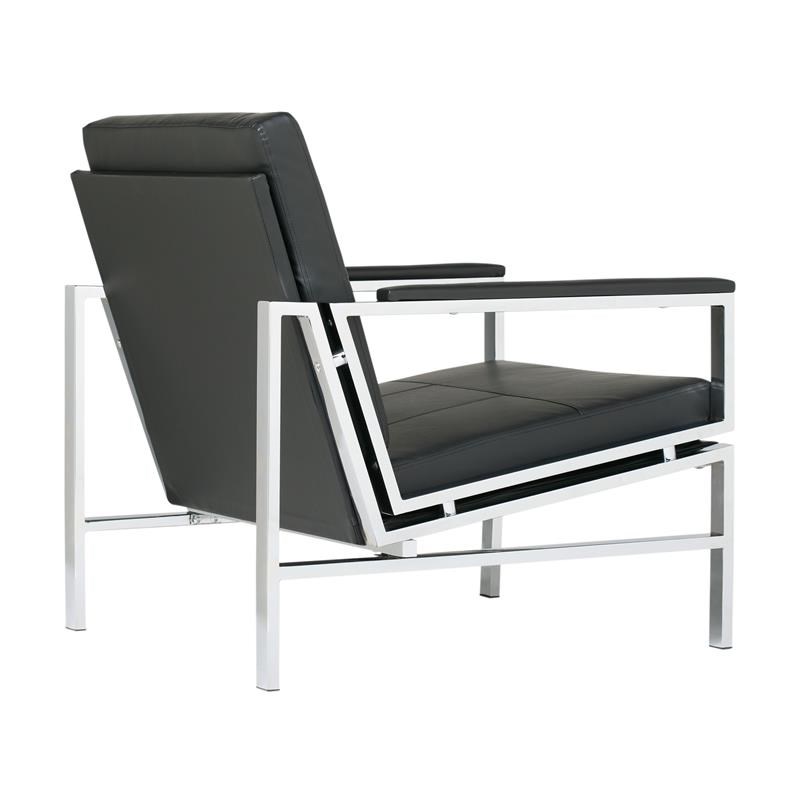 Studio Designs Home Atlas Bonded Leather and Metal Accent Chair in Black/Chrome
