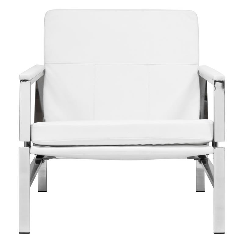 Studio Designs Home Atlas Bonded Leather Accent Arm Chair in White/Chrome