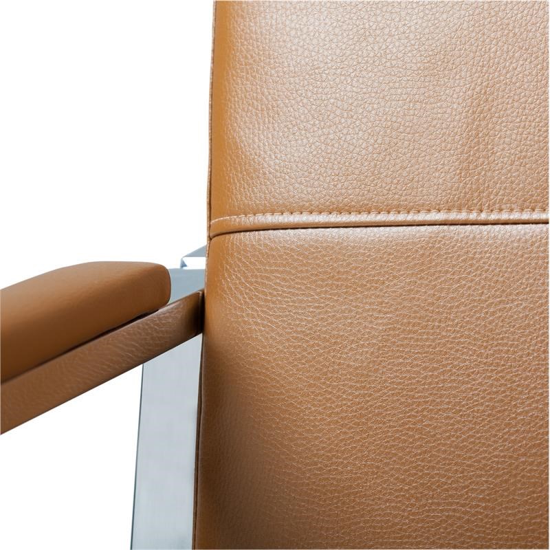 Studio Designs Home Atlas Leather and Metal Accent Chair in Caramel/Chrome