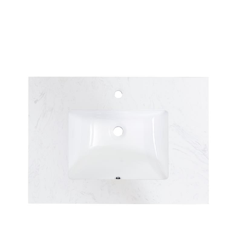 31 in. Composite Stone Vanity Top in White with White Single Basin