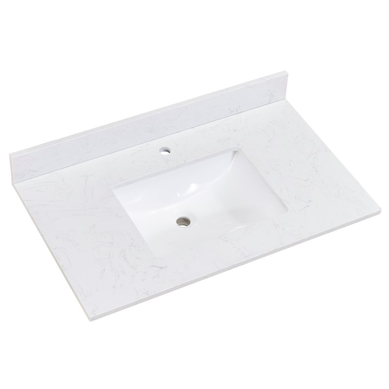 37 in. Composite Stone Vanity Top in White with White Single Basin