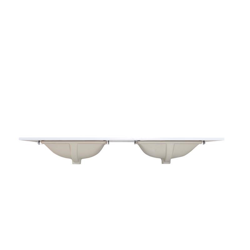 61 in. Composite Stone Double Basin Vanity Top in White with White Basins