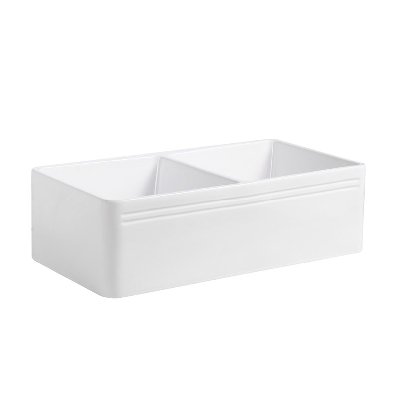 Cremona White Ceramic 33 in. Double Bowl Farmhouse Apron Kitchen Sink