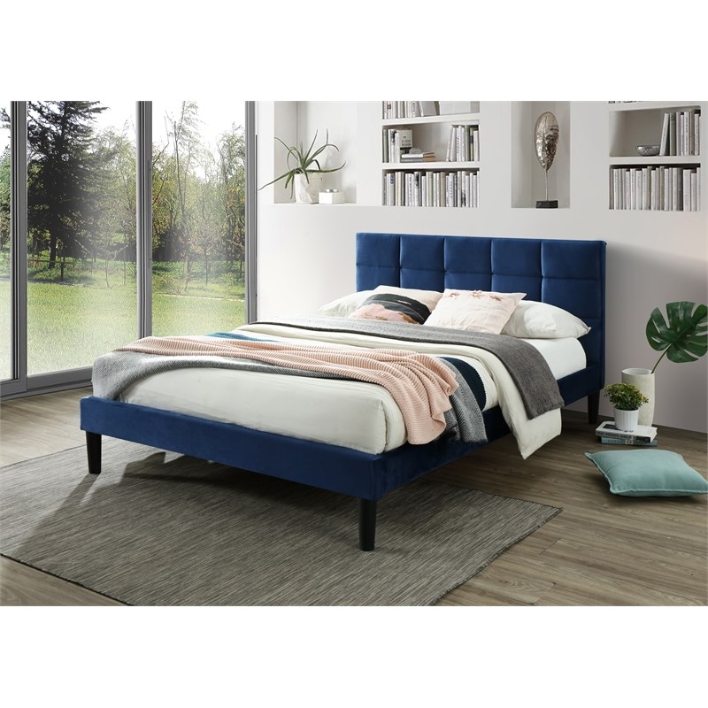 Upholstered Platform Bed, Luxeo Lexington King Size Square Platform Contemporary Bed