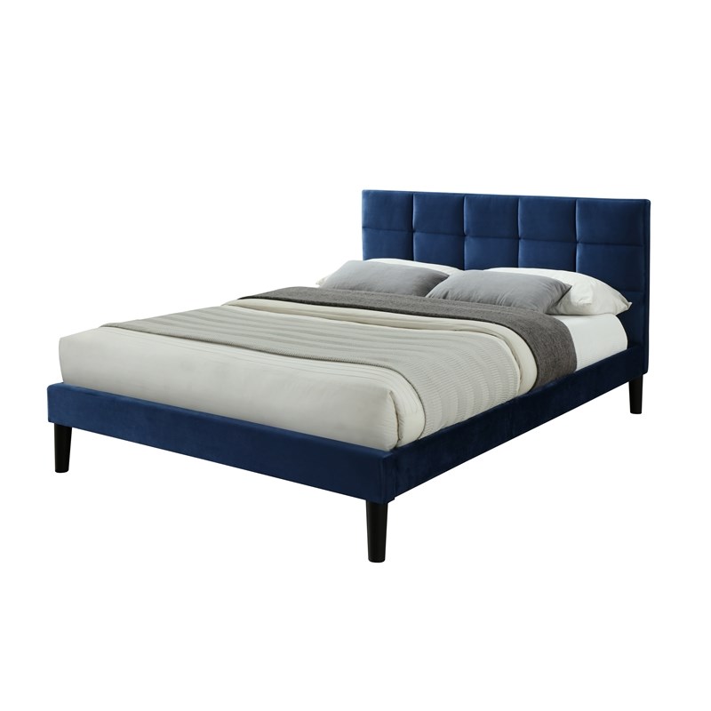 Upholstered Platform Bed, Luxeo Lexington King Size Square Platform Contemporary Bed