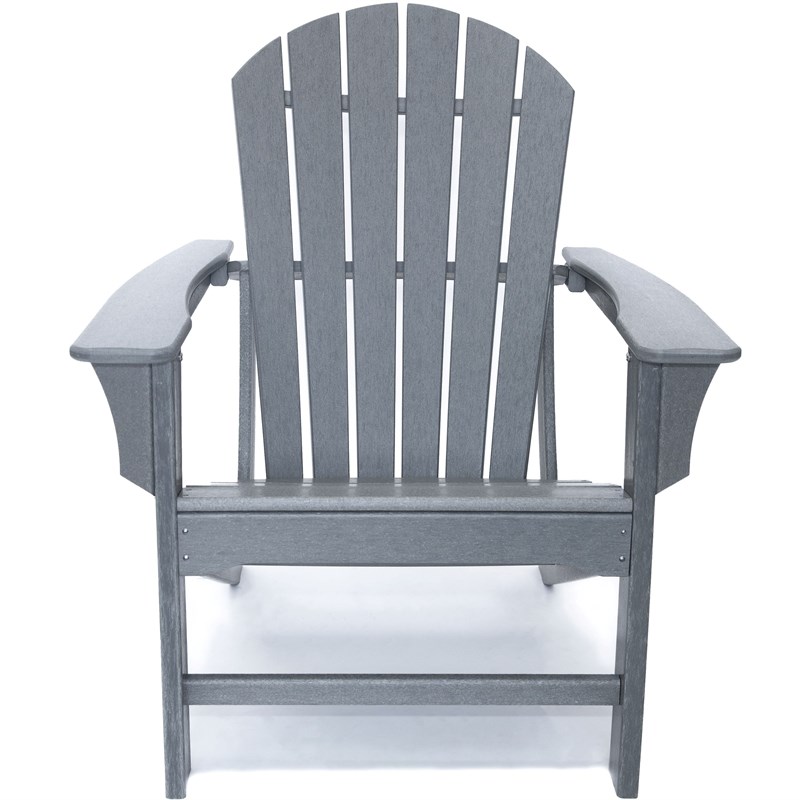 Hampton Gray Poly Outdoor Patio Adirondack Chair Made With Recycled Plastic Lux 1518 Sgry - Poly Plastic Patio Furniture