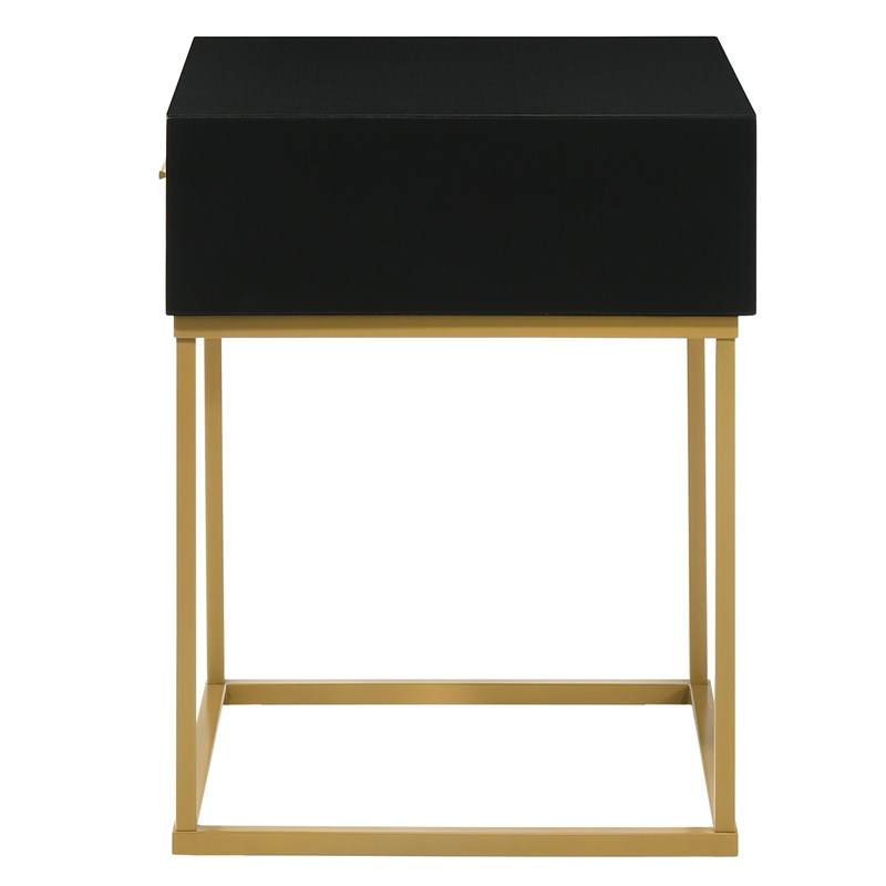 Catalina Black One Drawer Nightstand with Gold Legs Homesquare