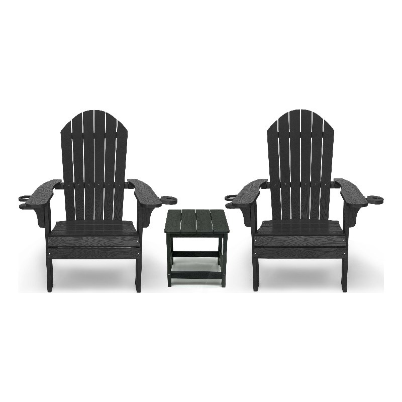 Westwood Black All Weather Outdoor Patio Adirondack Chair (3PC SET)