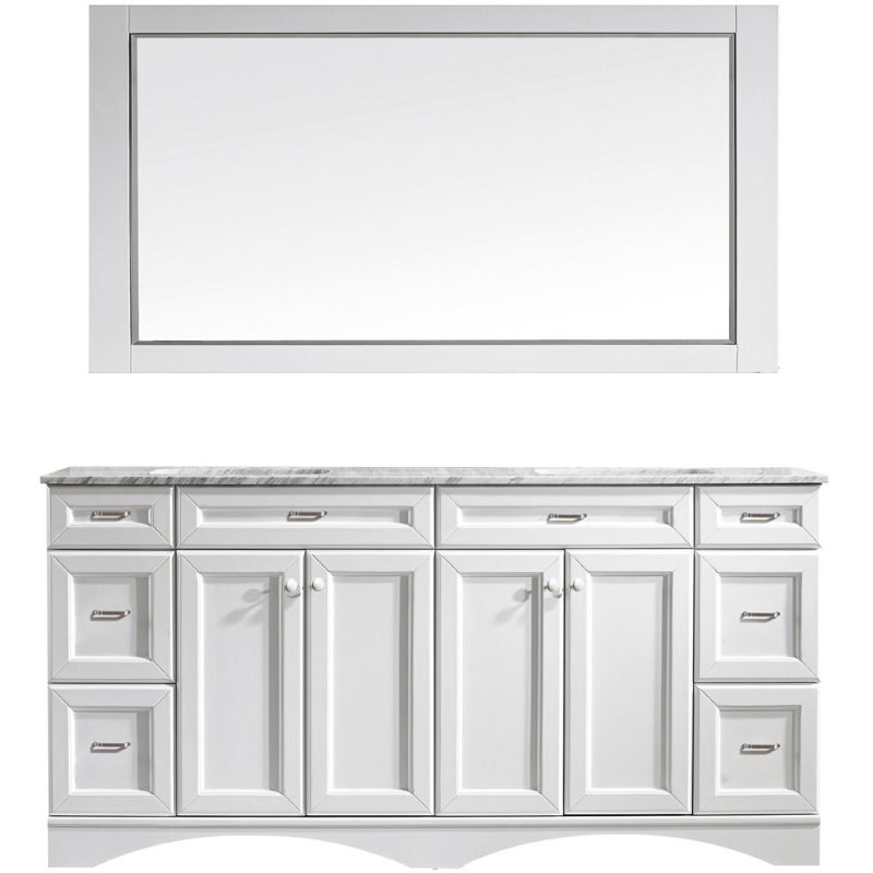 Vinnova Naples 72 Carrara Marble Top Vanity With Mirror In White 710072 Wh Ca - Home Decorators Collection Naples Mirror