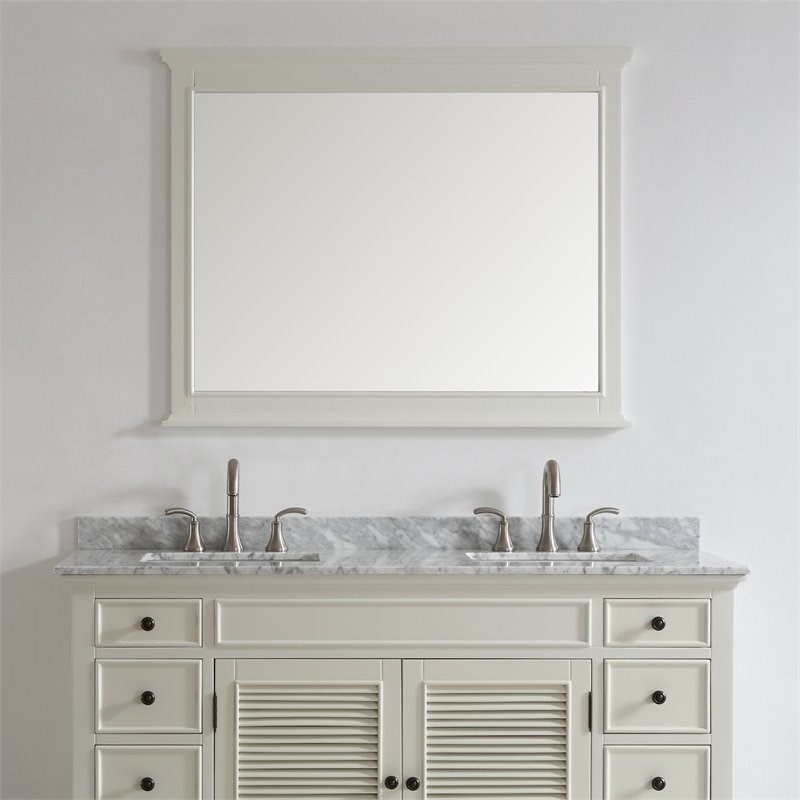 Vinnova Piedmont Bathroom Vanity Framed, Antique White Bathroom Mirror