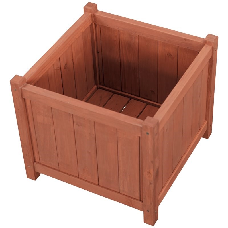 Leisure Season Square Wood Patio Planter Box in Medium Brown Homesquare