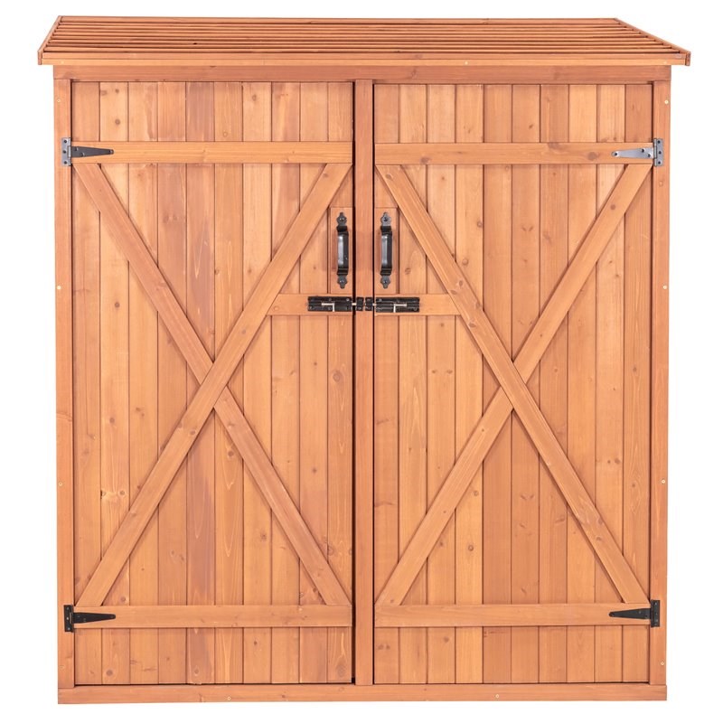 Leisure Season 2-Adjustable Shelves Medium Wood Storage Shed in Brown ...
