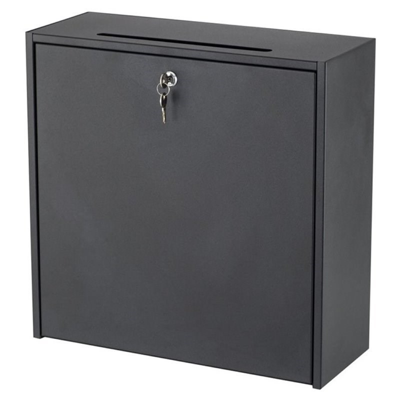 Safco Large Wall-Mounted Mailbox with Lock in Black