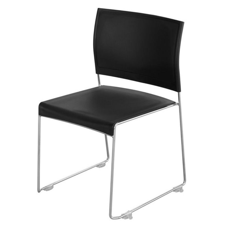 Safco Currant Stacking Chair in Black and Chrome (Set of 4)