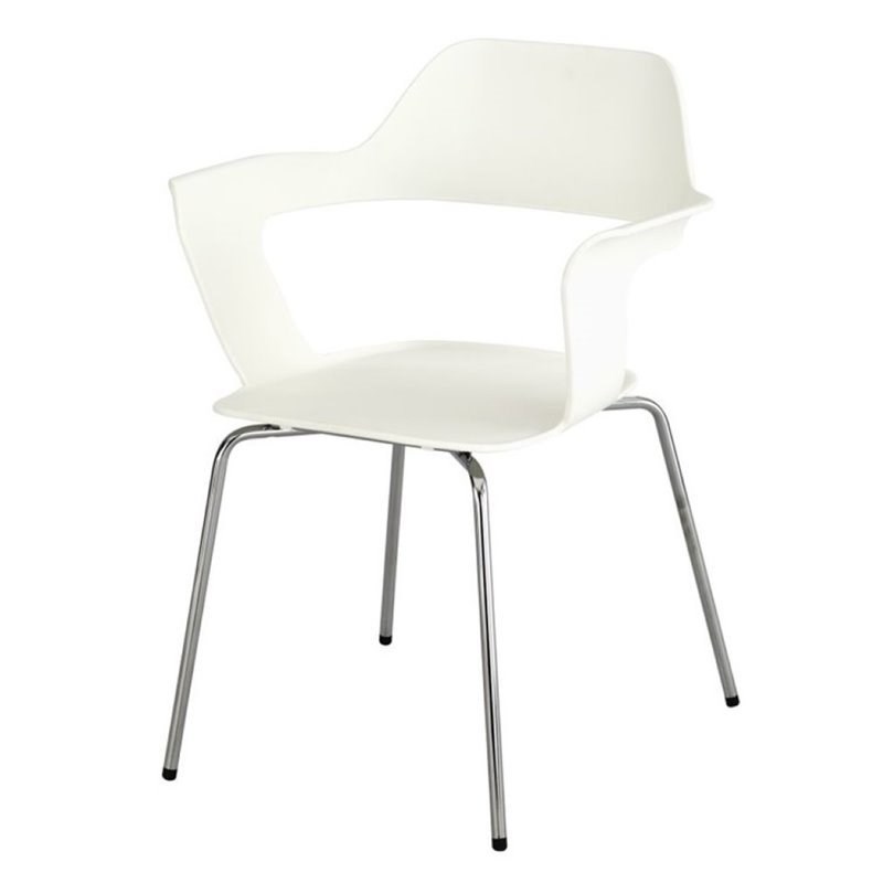 Safco Bandi Shell Stacking Chair in White (Set of 2)