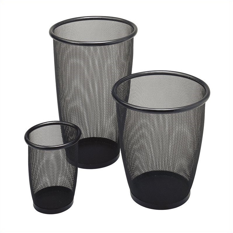 Safco Onyx Mesh Medium Round Wastebasket (Set of 3)