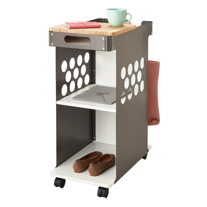 Safco Mini Rolling Storage Cart 5209WH Mobile Cart with Steel Panels in Sliver