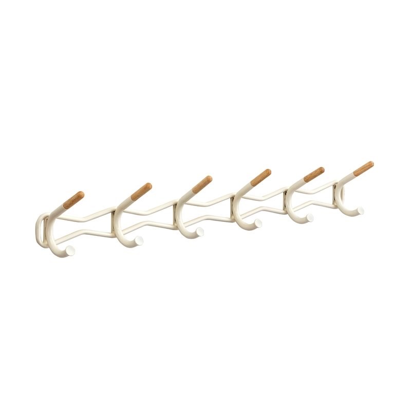 Safco's Steel Cream 6 Hook Family Coat Wall Rack With Wooden Tips