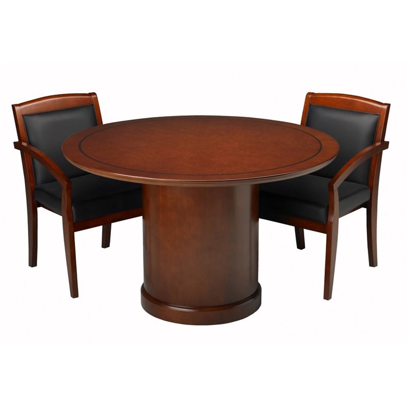 Safco Sorrento 4' Round Conference Table with Column Base in Bourbon Cherry