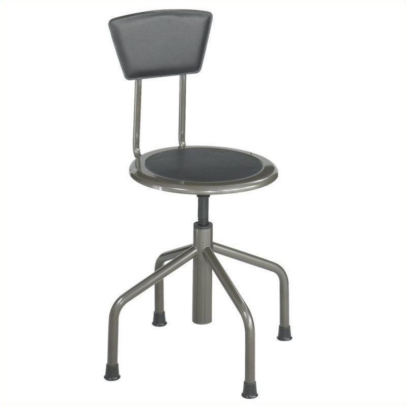 Safco Diesel Stool Low Base with Back in Pewter