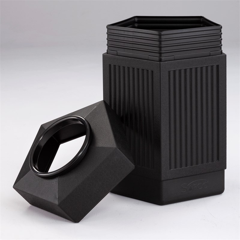 Safco Canmeleon Indoor/Outdoor Open Top Pentagon Trash Can 30 Gallon Black